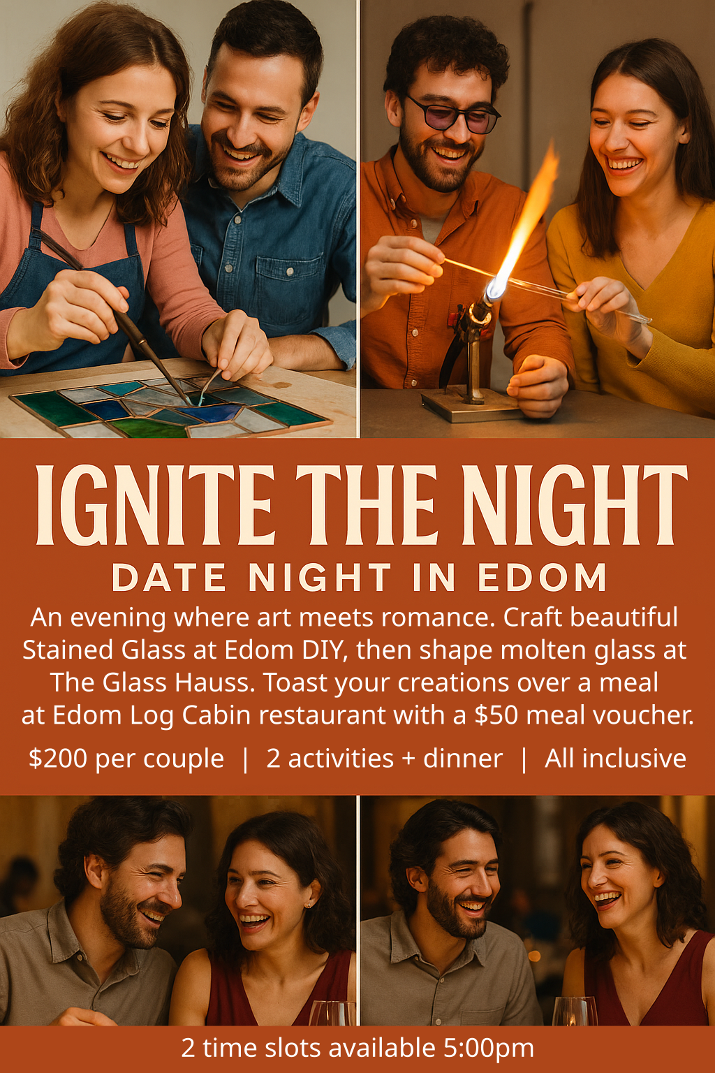 Glass blowing and stained glass date nigh in Edom TX
