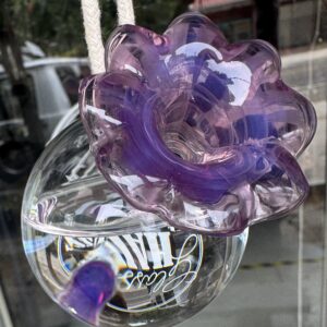 Clear Orb with Purple Flower Hummingbird Feedwr