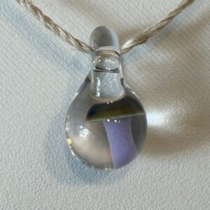 Green and purple glass encased mushroom pendant