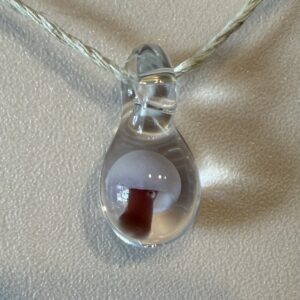 Encased Mushroom Pendant White and Red