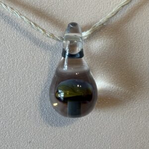 Encased Mushroom Pendant Striking Green and Blue