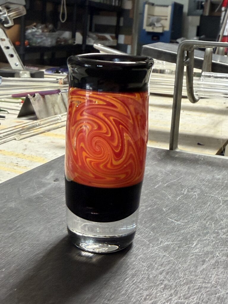 Shot Glass Orange and Black