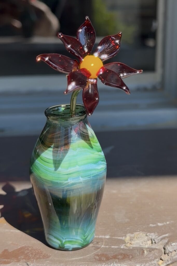 Glass Flower in Mini Pot #1
